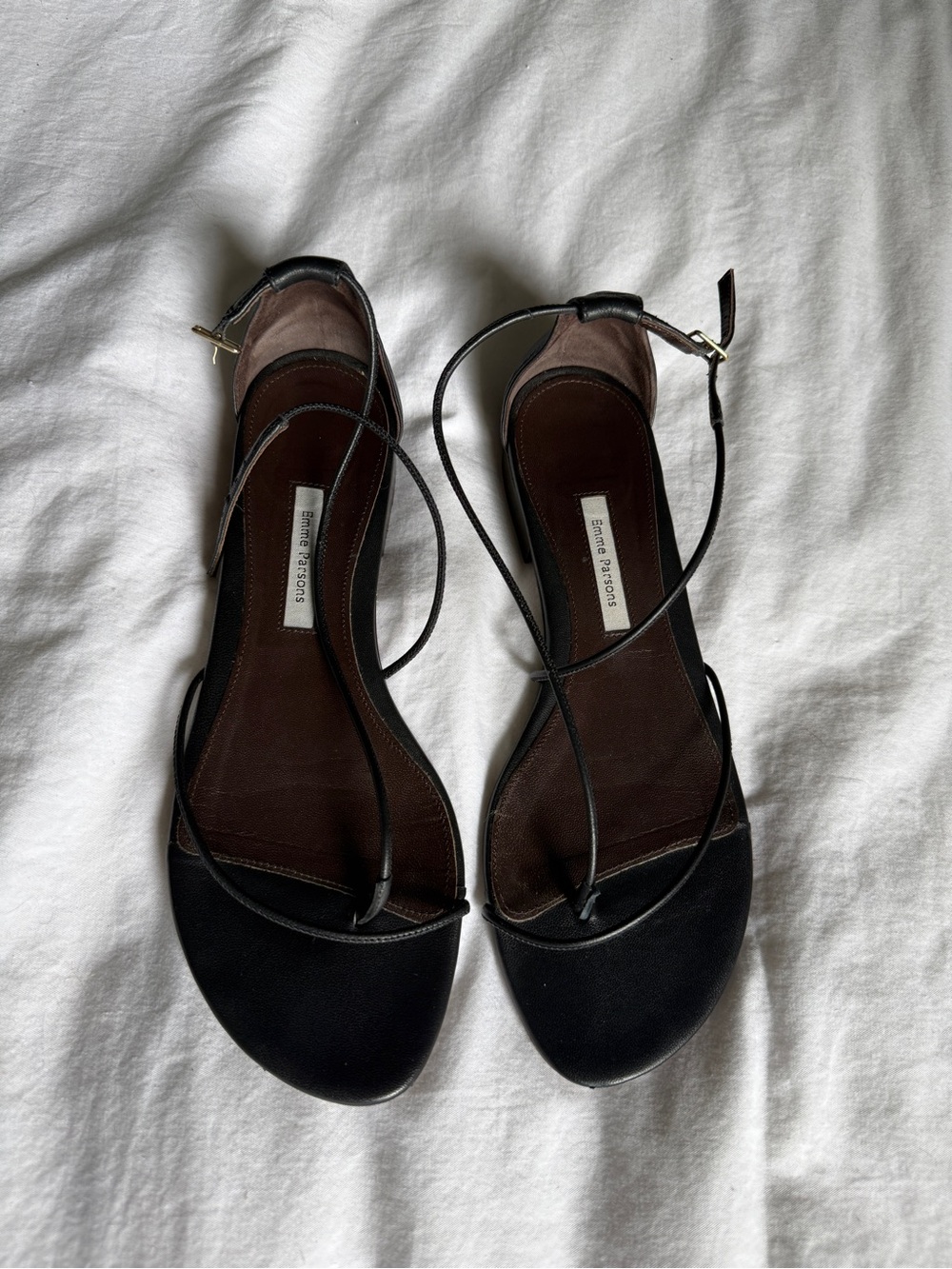 Emme Parsons Black String Flat Sandals
